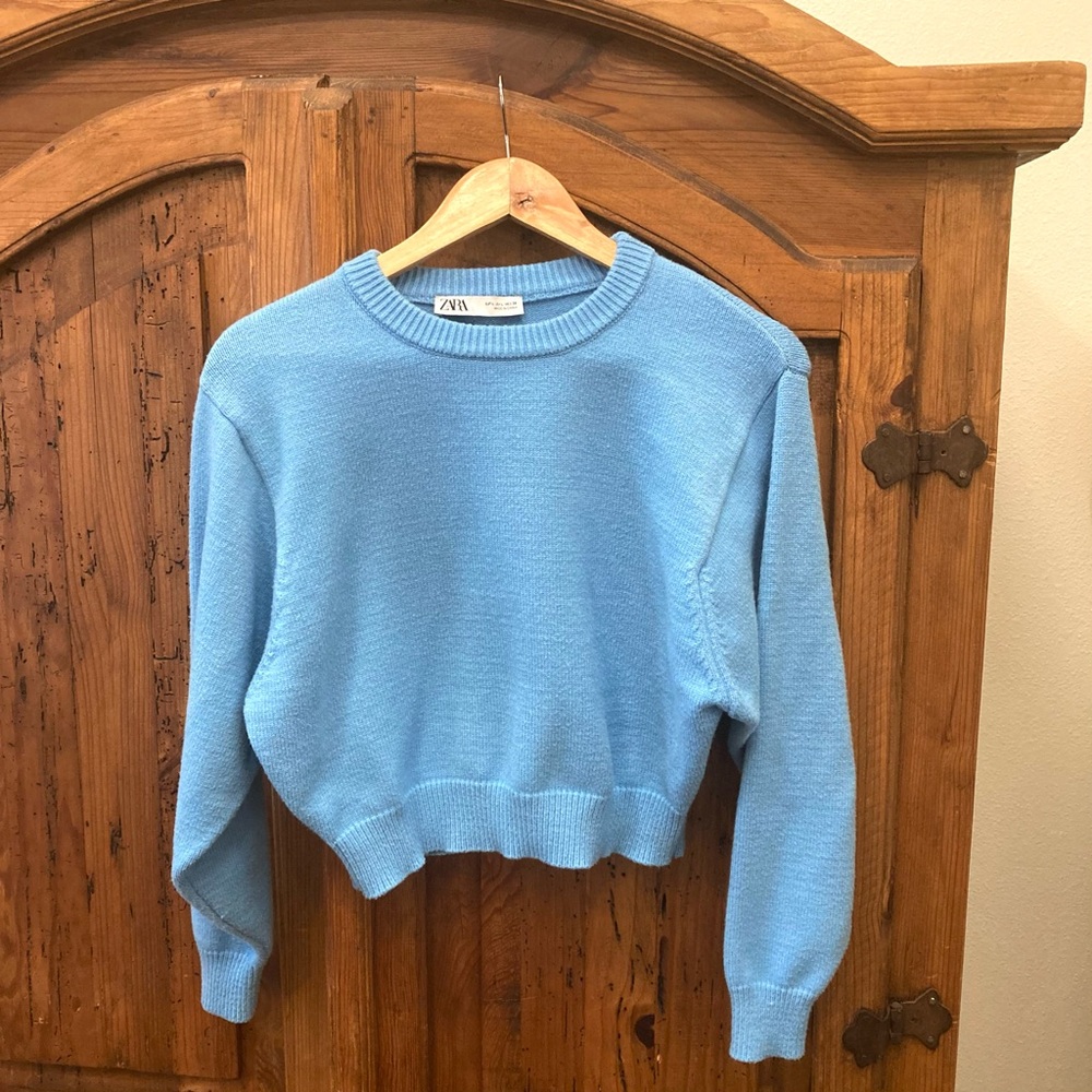 Zara Soft Blue Knit Sweater